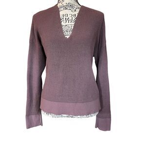 Eileen Fisher Size S / M Purple Organic Cotton V-Neck Sweater - Made in USA